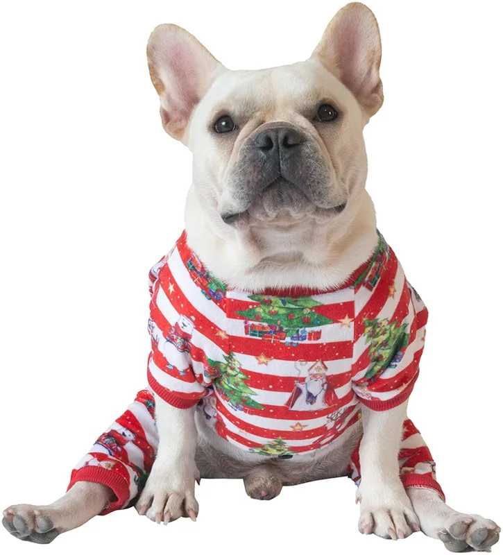 CuteBone Christmas Dog Pajamas Costumes Cute Pjs Pet Clothes Winter Holiday Outfit Shirt for Doggie Onesies