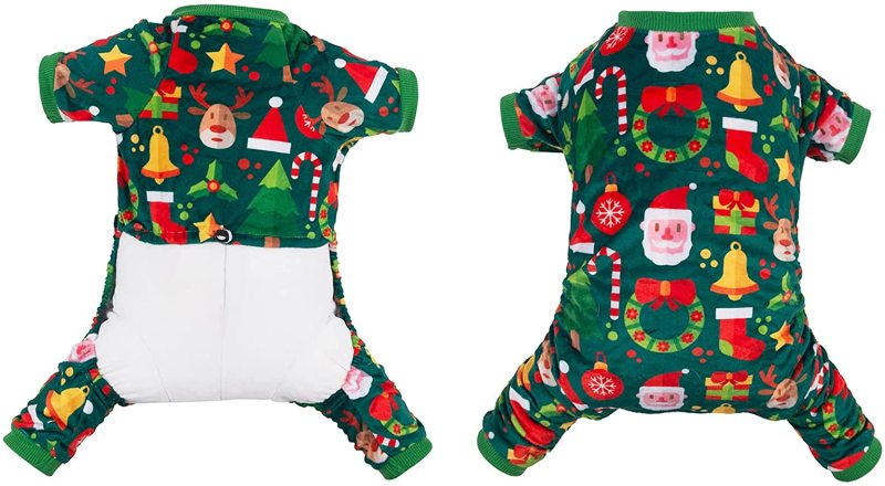 CuteBone Christmas Dog Pajamas Costumes Cute Pjs Pet Clothes Winter Holiday Outfit Shirt for Doggie Onesies