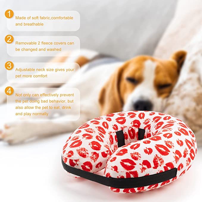 CuteBone Protective Inflatable Collar with 2-Pack Soft Pet Recovery Cone Covers for Small/Medium/Large Dogs and Cats After Surgery