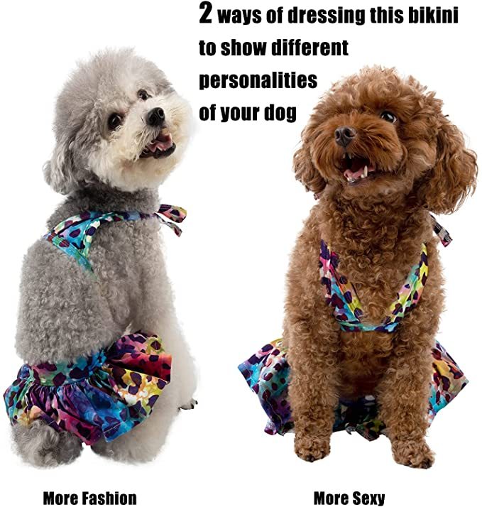 CuteBone Dog Bikini 2-Pack Swimsuit Puppy Bathing Suit for Small Dogs Clothes Flower & Pink Pig Girl Costume