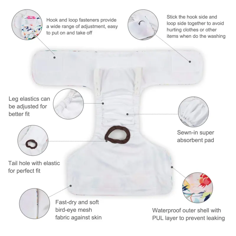 CuteBone Doggie Diapers for Female Dogs D06