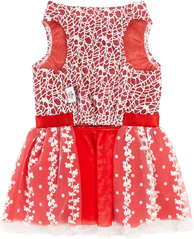 CuteBone Houndstooth Dog Dress Velvet Turtleneck Puppy Skirt with Bow Hair Rope Birthday Gift DD09