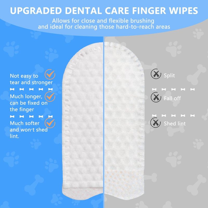 CuteBone Pet Dental Finger Wipes - 50 Count, Easy Oral Care for Cats &amp; Dogs, Disposable, Stress-Free