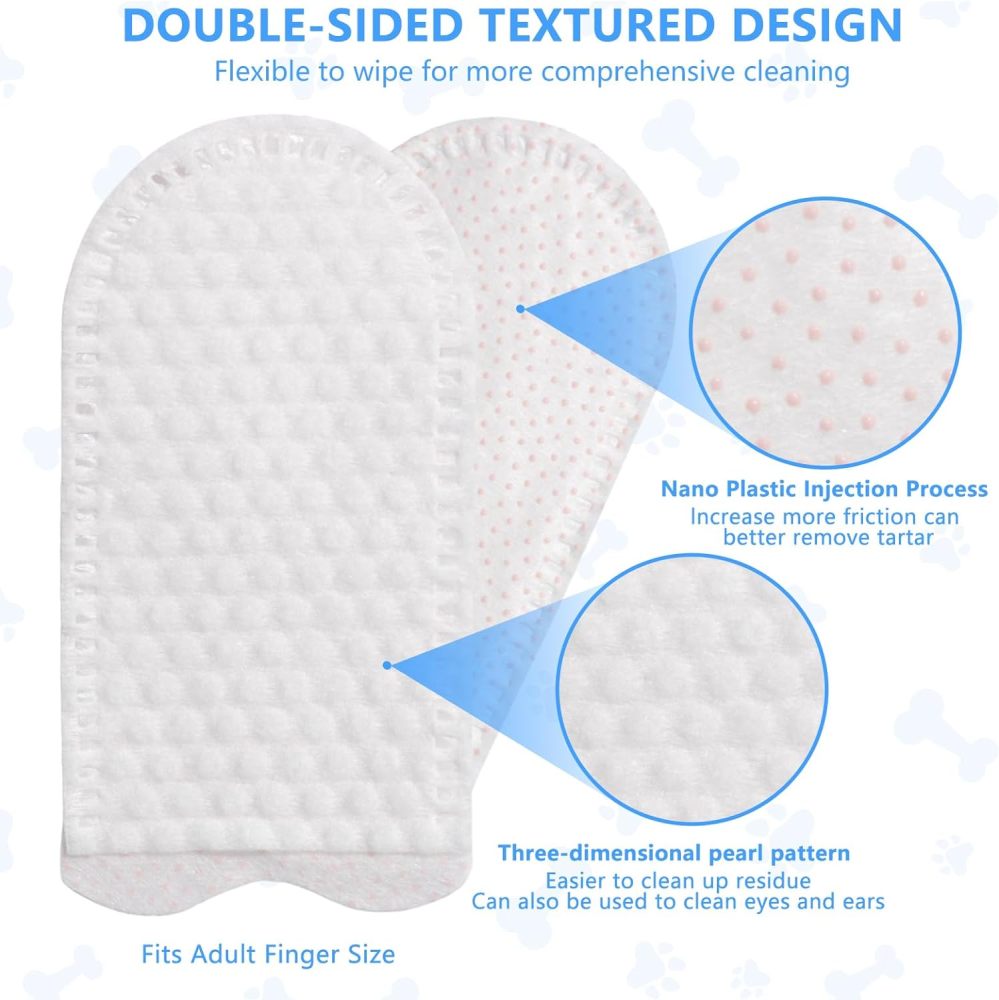 CuteBone Pet Dental Finger Wipes - 50 Count, Easy Oral Care for Cats & Dogs, Disposable, Stress-Free