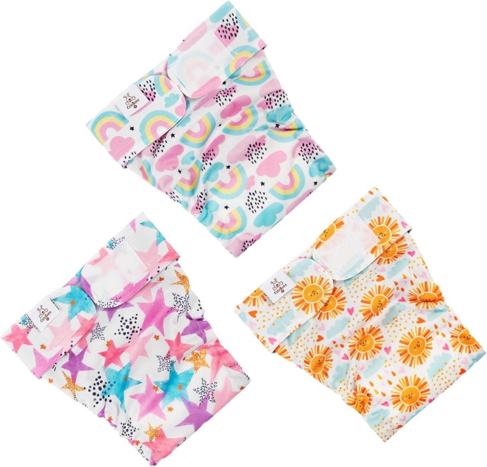 CuteBone Washable Dog Diapers Female 3 Pack Puppy Training Pants for Docked-tail Dogs WWD05