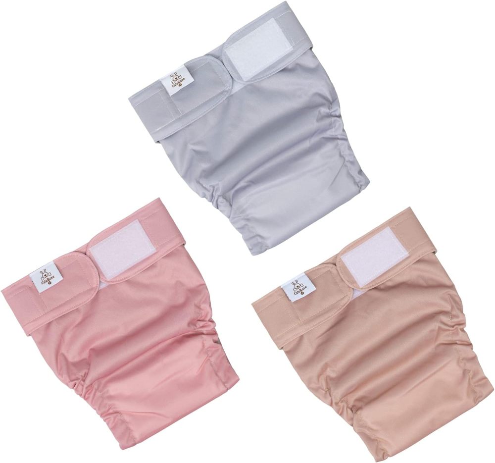 CuteBone Washable Dog Diapers Female 3 Pack Puppy Training Pants for Docked-Tail Dogs WWD07