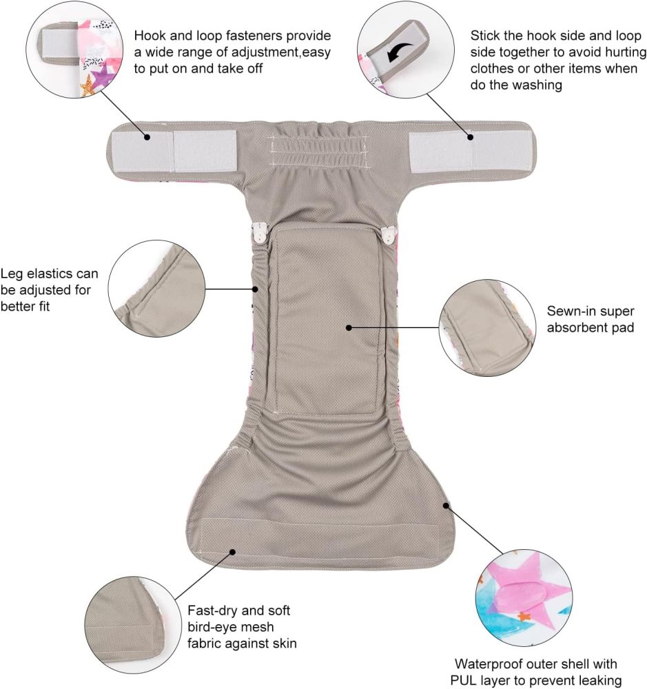 CuteBone Washable Dog Diapers Female 3 Pack Puppy Training Pants for Docked-tail Dogs WWD05