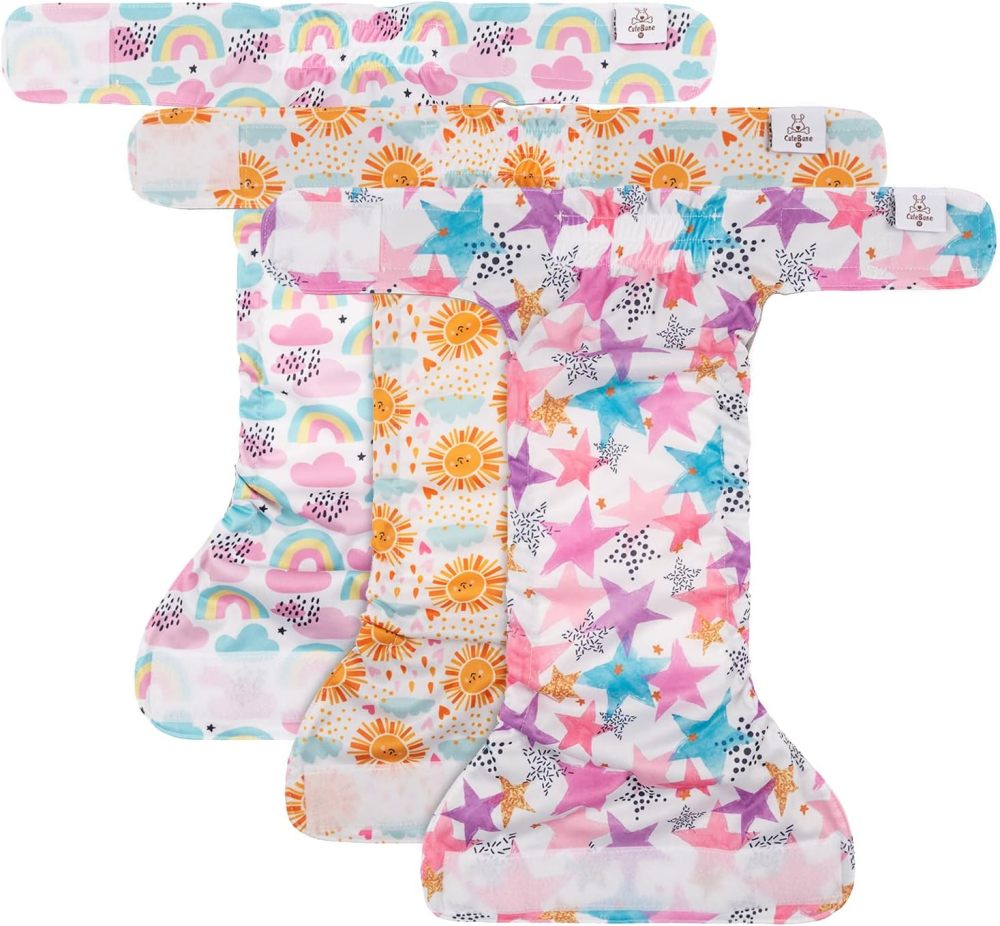 CuteBone Washable Dog Diapers Female 3 Pack Puppy Training Pants for Docked-tail Dogs WWD05