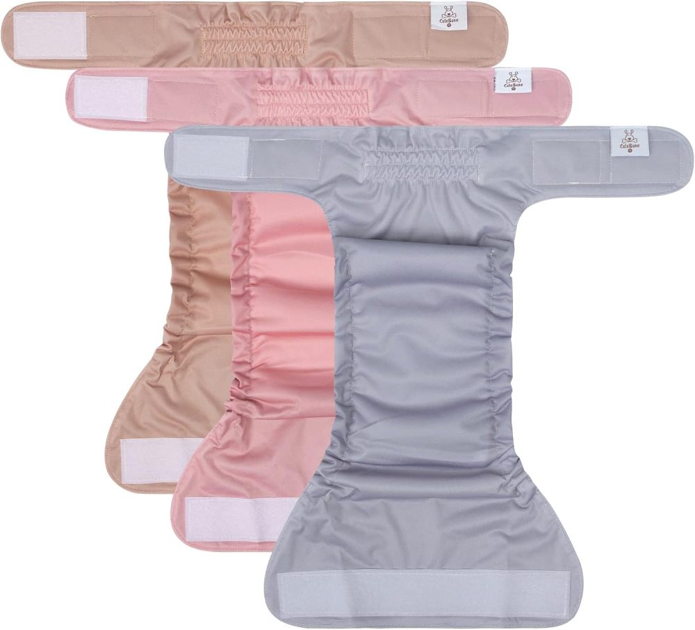 CuteBone Washable Dog Diapers Female 3 Pack Puppy Training Pants for Docked-Tail Dogs WWD07