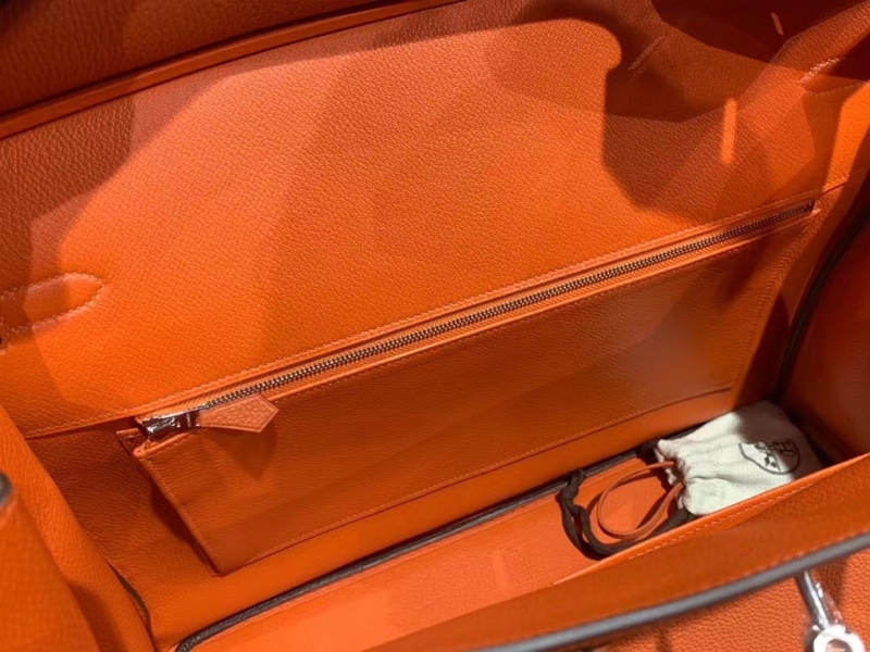 Birkin40 Hermes Orange/Silver button handbag