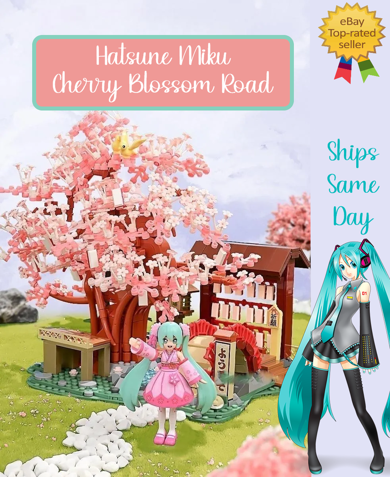 Official Hatsune Miku LARGE Cherry Blossom Building Blocks Set Creative - NEW