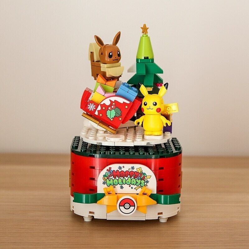 Official Pokémon Happy Holiday Music Box Building Blocks Set Creative Fun - NEW