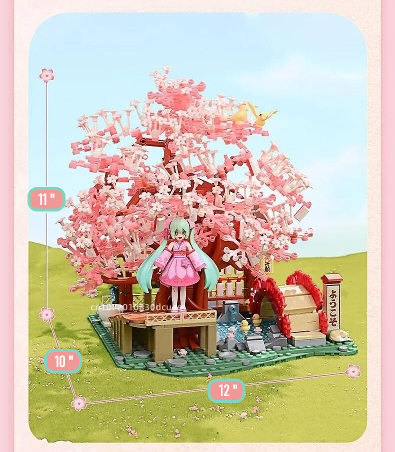 Official Hatsune Miku LARGE Cherry Blossom Building Blocks Set Creative - NEW