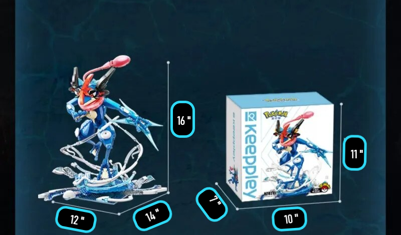 Official Pokémon LARGE 16" Ash Greninja Building Blocks Set Creative - NEW