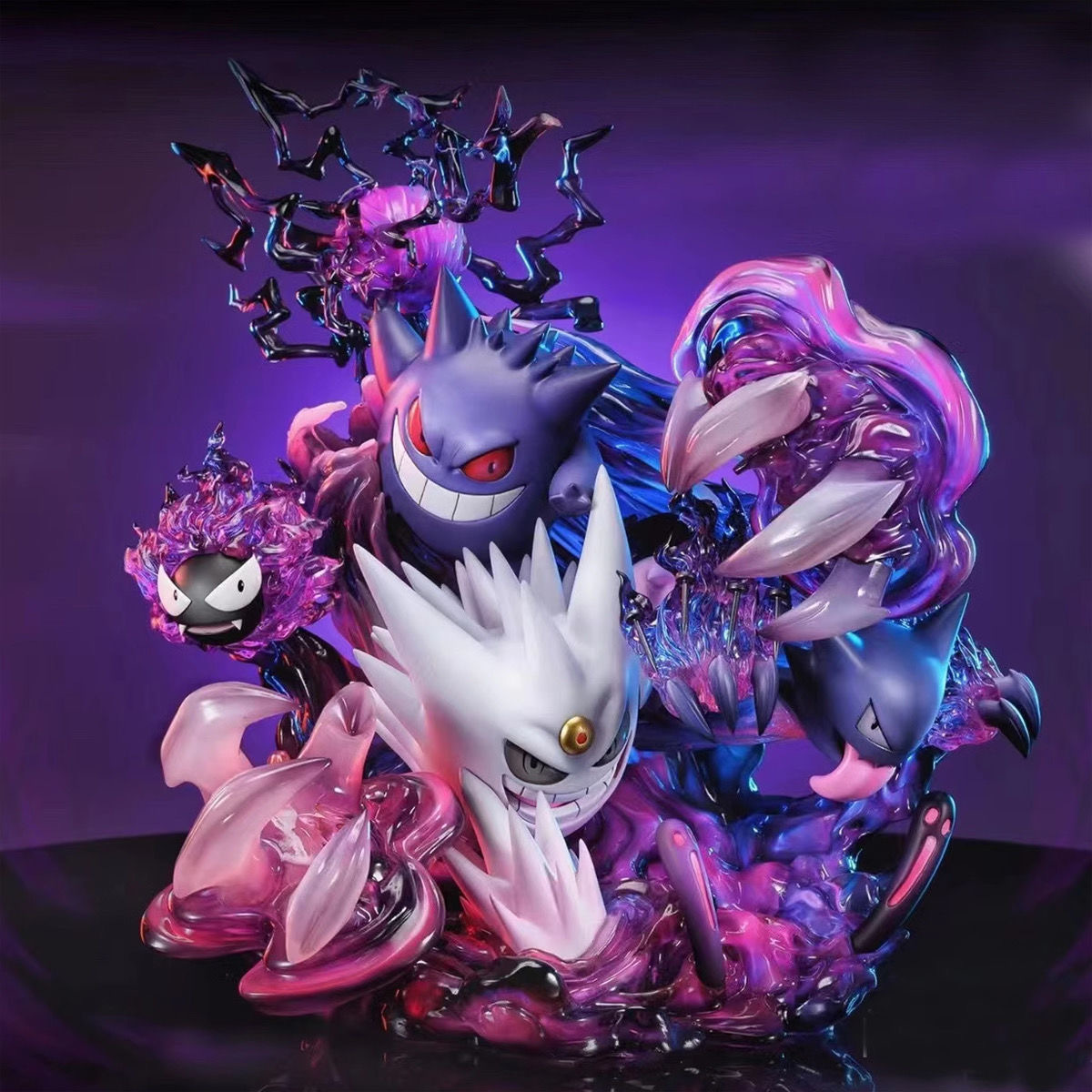 Anime Pokemon Gengar Family Shadow Ball lightable Statue boxed PVC figure