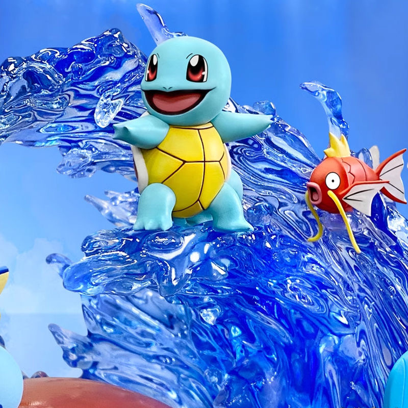 Anime Pokemon Blastoise Water Family Bucket lightable Statue boxed PVC figure