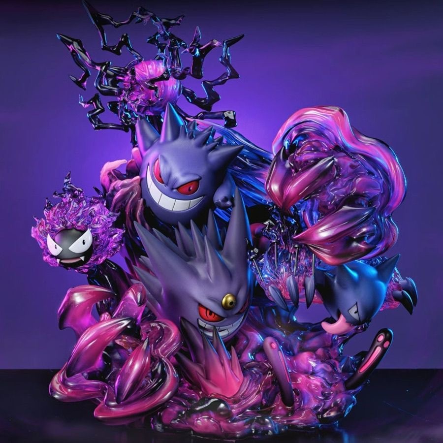 Anime Pokemon Gengar Family Shadow Ball lightable Statue boxed PVC figure