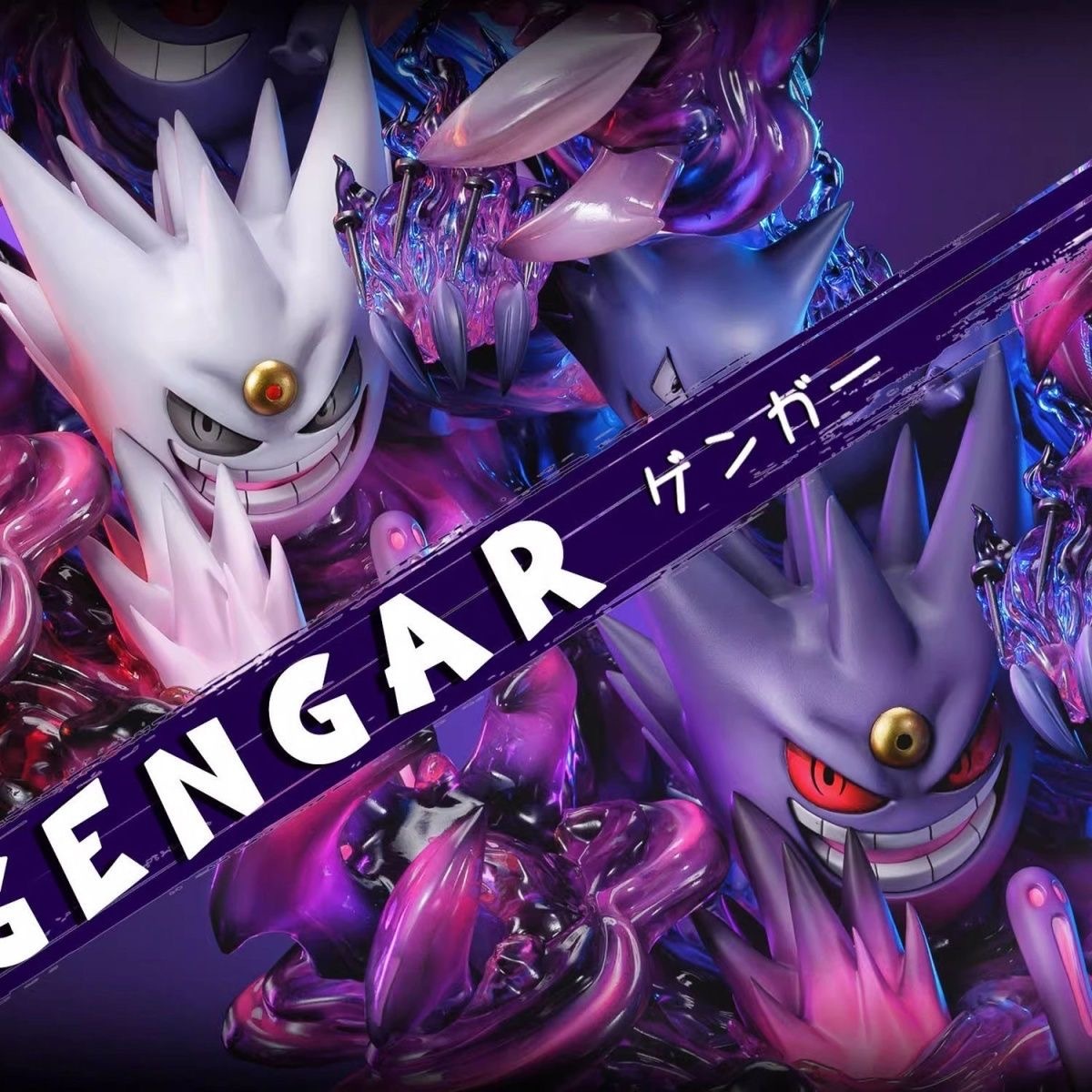 Anime Pokemon Gengar Family Shadow Ball lightable Statue boxed PVC figure