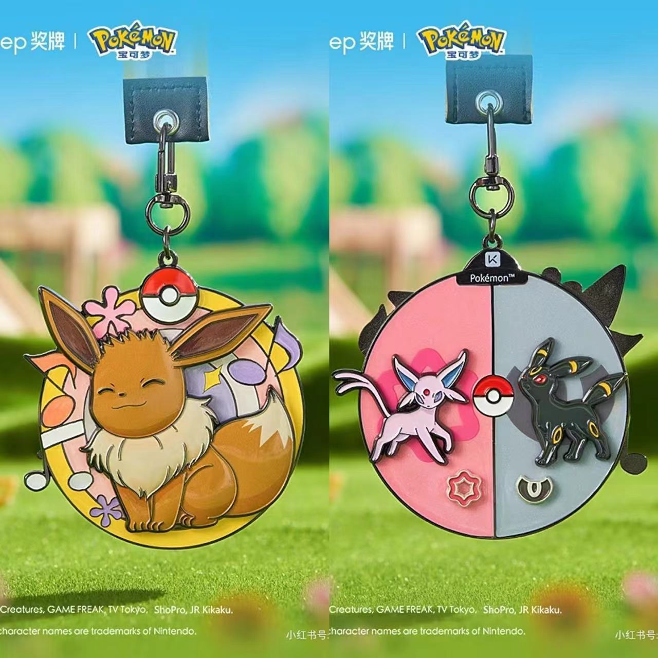 【Official Genuine New Unopened】Keep Medal Pokémon Eevee Evolution Series (Set of 3 + Display Stand)