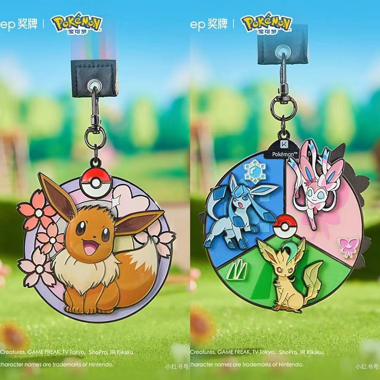 【Official Genuine New Unopened】Keep Medal Pokémon Eevee Evolution Series (Set of 3 + Display Stand)