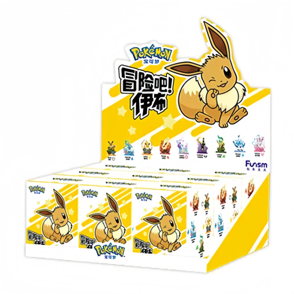 Genuine Pokémon Adventure Eevee blind box figurine doll peripheral trendy model ornament.