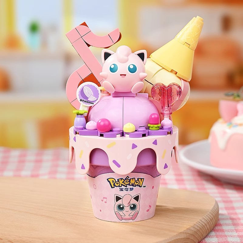 Keeppley Wonderful Building Blocks: Pokémon Ice Cream Cone Series - Pikachu Toy and Bulbasaur Ornament, a Great Gift Option