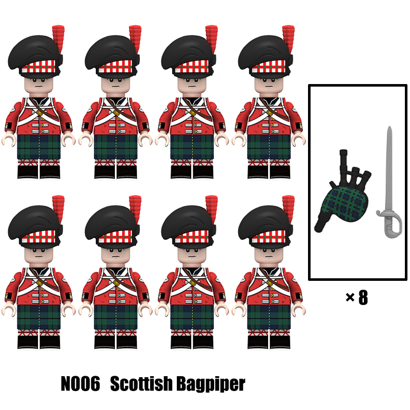 N001-003 Napoleonic Wars Military Soldiers Building Blocks WW2 Minifigs NCO British Fusilier Rifles Weapons Toys Children Gifts N004