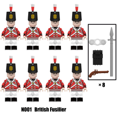 N001-003 Napoleonic Wars Military Soldiers Building Blocks WW2 Minifigs NCO British Fusilier Rifles Weapons Toys Children Gifts N004