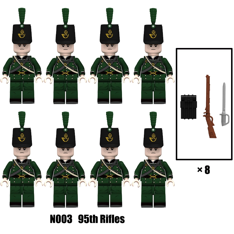 N001-003 Napoleonic Wars Military Soldiers Building Blocks WW2 Minifigs NCO British Fusilier Rifles Weapons Toys Children Gifts N004