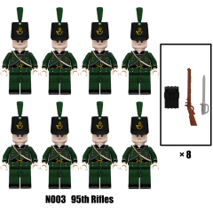 N001-003 Napoleonic Wars Military Soldiers Building Blocks WW2 Minifigs NCO British Fusilier Rifles Weapons Toys Children Gifts N004