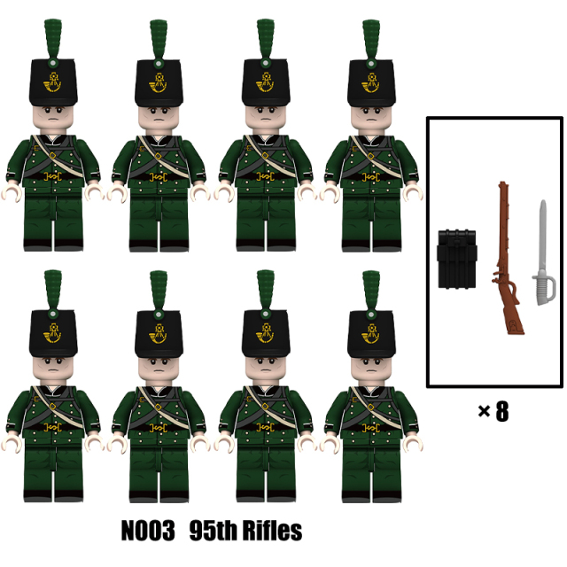 N001-003 Napoleonic Wars Military Soldiers Building Blocks WW2 Minifigs NCO British Fusilier Rifles Weapons Toys Children Gifts N004