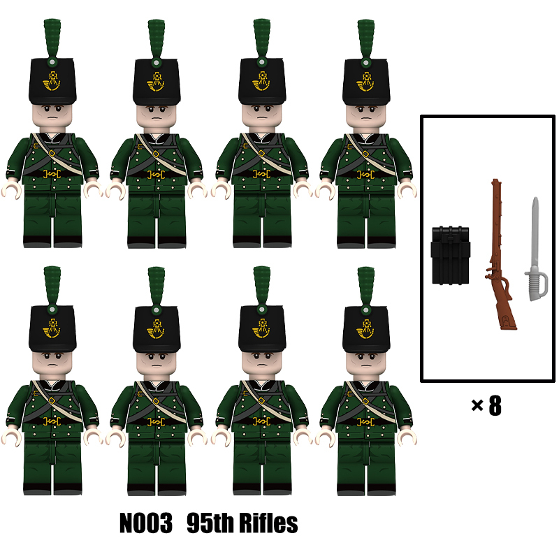 N001-003 Napoleonic Wars Military Soldiers Building Blocks WW2 Minifigs NCO British Fusilier Rifles Weapons Toys Children Gifts N004