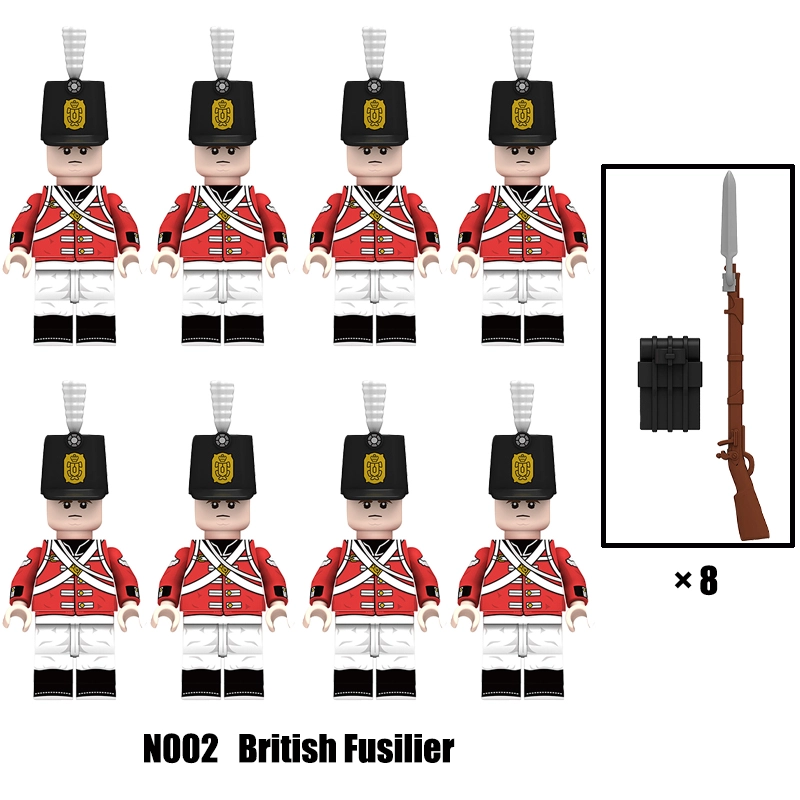 N001-003 Napoleonic Wars Military Soldiers Building Blocks WW2 Minifigs NCO British Fusilier Rifles Weapons Toys Children Gifts N004