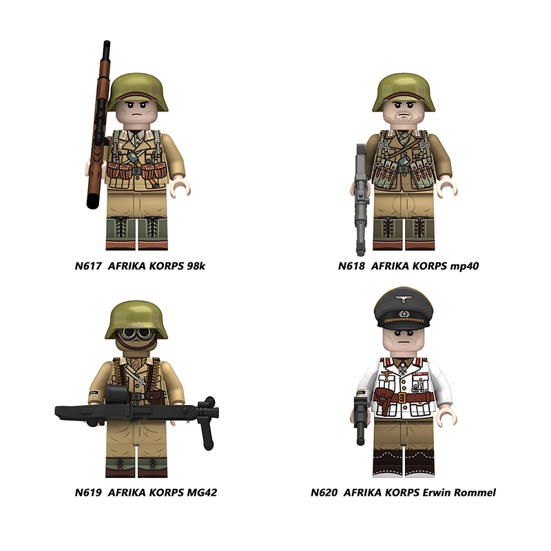N605-608 WW2 AFRIKA KORPS 98k Building Blocks Educational Assembly Action Figures Minifigs P08 Toys Christmas Gift Children WW1