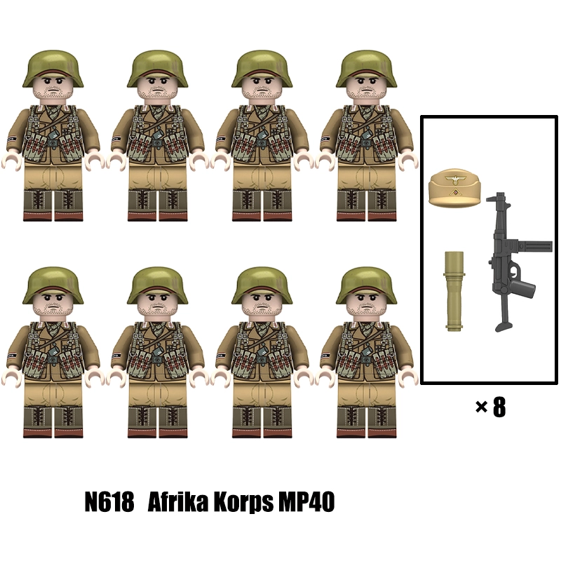 N605-608 WW2 AFRIKA KORPS 98k Building Blocks Educational Assembly Action Figures Minifigs P08 Toys Christmas Gift Children WW1