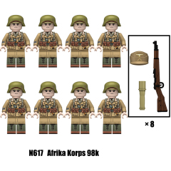 N605-608 WW2 AFRIKA KORPS 98k Building Blocks Educational Assembly Action Figures Minifigs P08 Toys Christmas Gift Children WW1