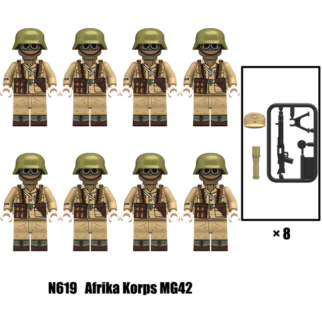 N605-608 WW2 AFRIKA KORPS 98k Building Blocks Educational Assembly Action Figures Minifigs P08 Toys Christmas Gift Children WW1