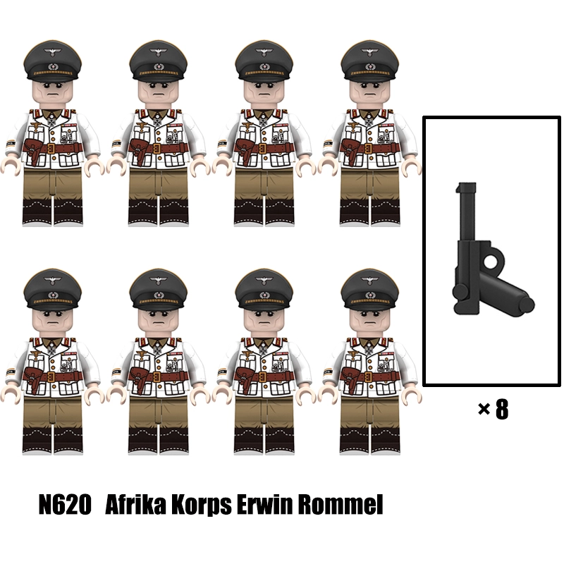 N605-608 WW2 AFRIKA KORPS 98k Building Blocks Educational Assembly Action Figures Minifigs P08 Toys Christmas Gift Children WW1