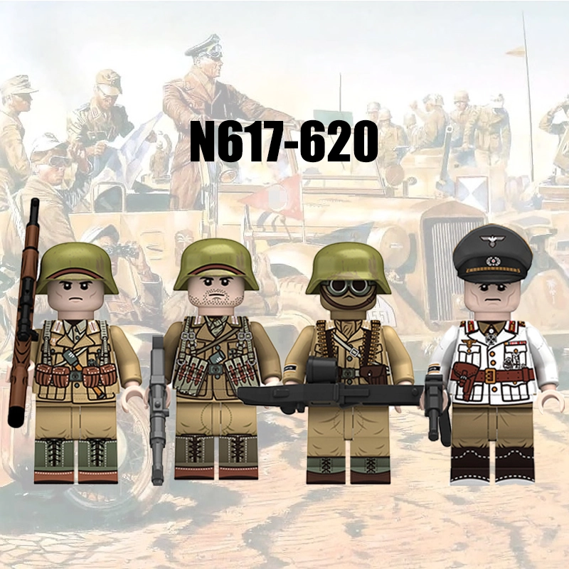 N605-608 WW2 AFRIKA KORPS 98k Building Blocks Educational Assembly Action Figures Minifigs P08 Toys Christmas Gift Children WW1
