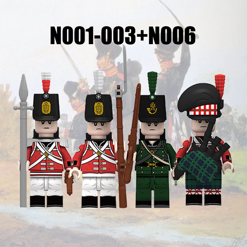 N001-003 Napoleonic Wars Military Soldiers Building Blocks WW2 Minifigs NCO British Fusilier Rifles Weapons Toys Children Gifts N004