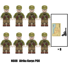 N605-608 WW2 AFRIKA KORPS 98k Building Blocks Educational Assembly Action Figures Minifigs P08 Toys Christmas Gift Children WW1