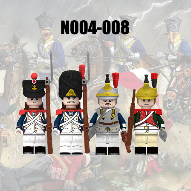 N004-008 Napoleonic Wars Military Soldiers Building Blocks WW2 Minifigs  French Dragoon  Fusilier Weapons Toys Children Gifts