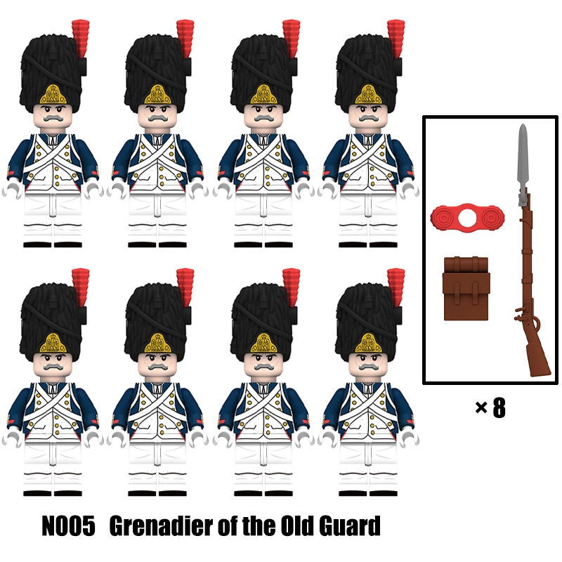 N004-008 Napoleonic Wars Military Soldiers Building Blocks WW2 Minifigs  French Dragoon  Fusilier Weapons Toys Children Gifts