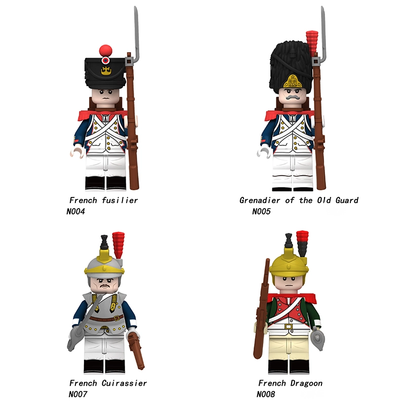 N004-008 Napoleonic Wars Military Soldiers Building Blocks WW2 Minifigs  French Dragoon  Fusilier Weapons Toys Children Gifts