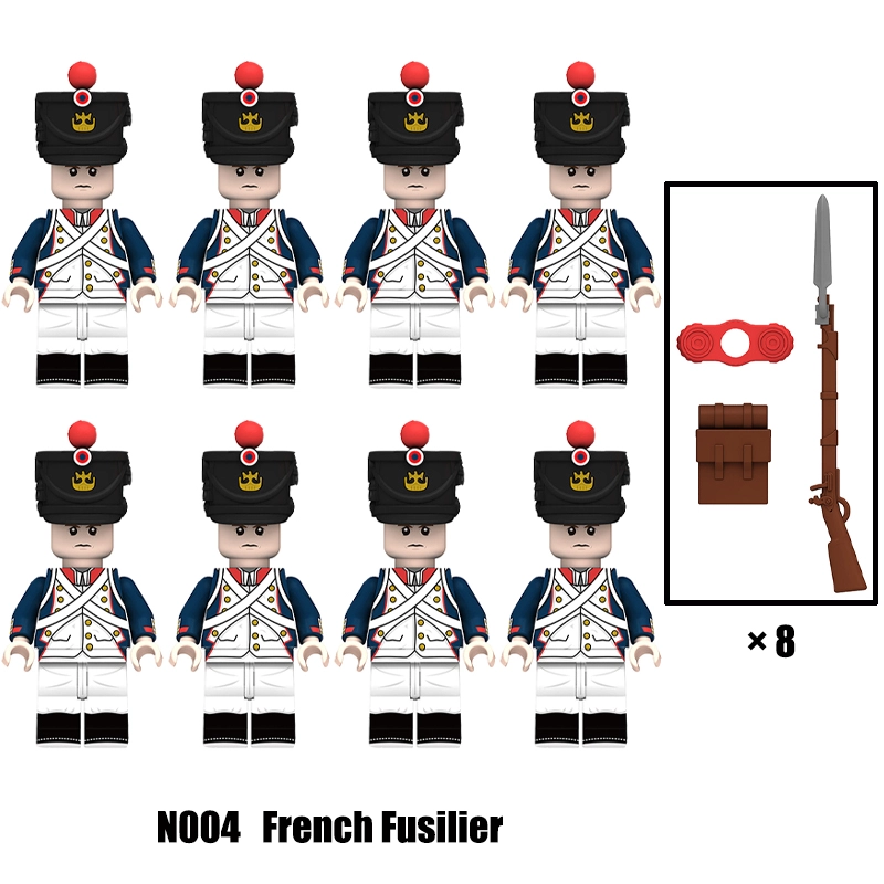 N004-008 Napoleonic Wars Military Soldiers Building Blocks WW2 Minifigs  French Dragoon  Fusilier Weapons Toys Children Gifts