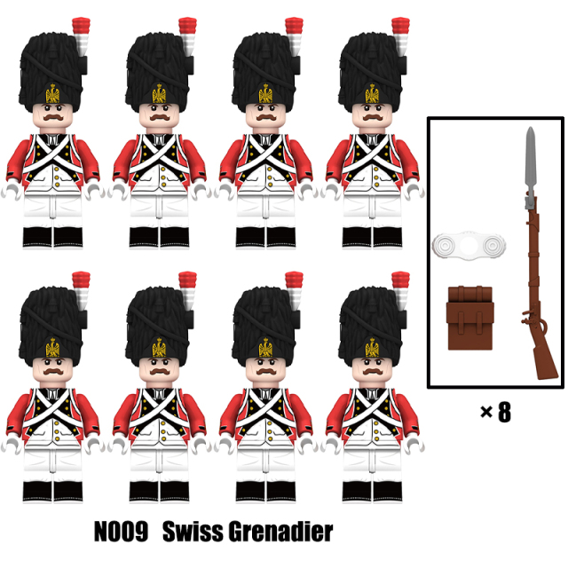 N004-008 Military Napoleonic Wars Military Soldiers Building Blocks  Dutch Gragoon Swiss Grenadier Weapons Toys Children Gifts