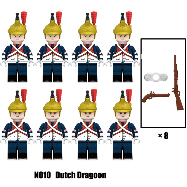 N004-008 Military Napoleonic Wars Military Soldiers Building Blocks  Dutch Gragoon Swiss Grenadier Weapons Toys Children Gifts