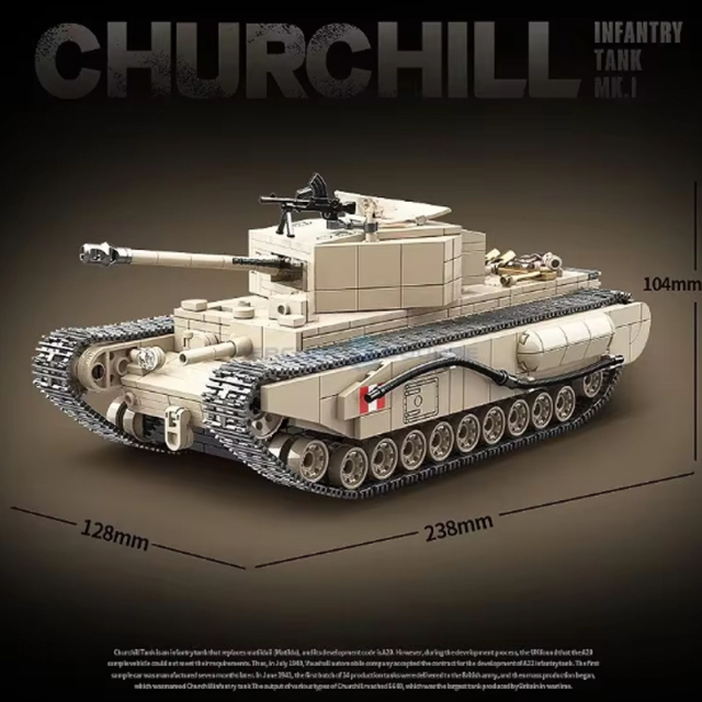 Military World War II Churchill MK Infantry Tank Building Block Toy Collection Model Children For Christmas And Birthday Gifts