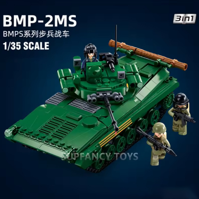 Sluban Military Tank Transport Helicopter Gunship Model Bricks Infantry Fighting Vehicle Weapon DIY Creative Building Block Toys