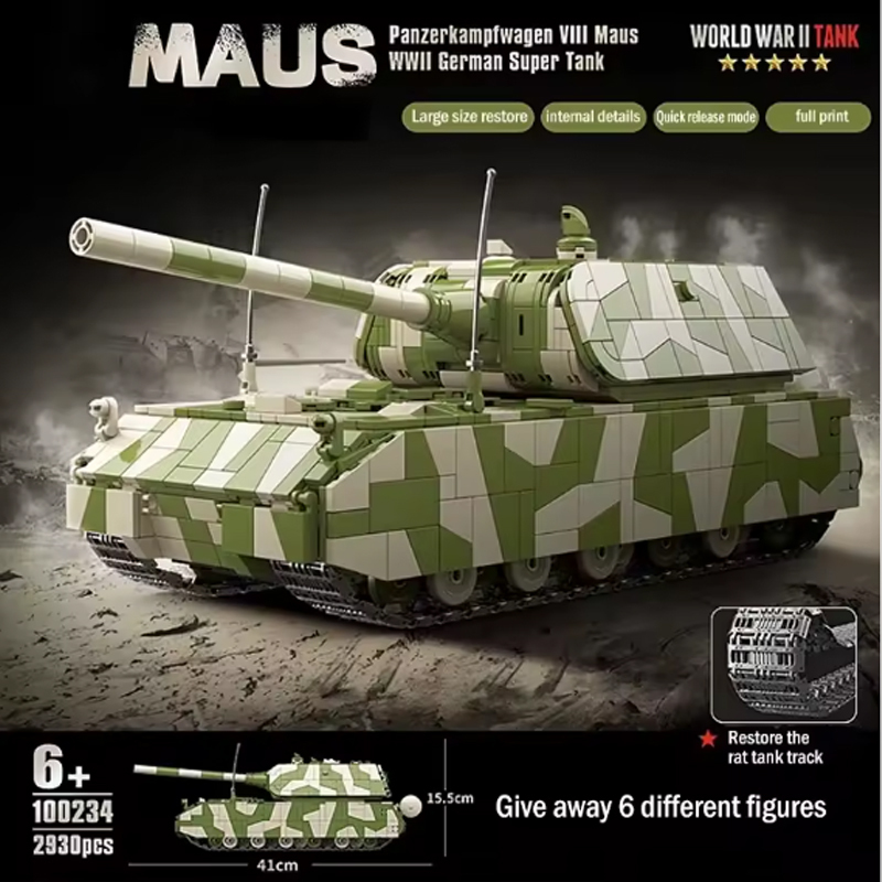 Military World War II Mouse Heavy Tank Building Block Toy Collection Model Children For Christmas And Birthday Gifts
